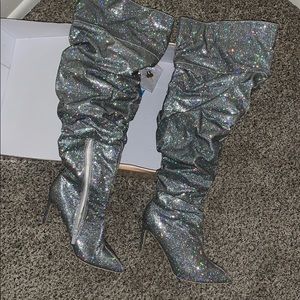SOLD. Glitter thigh high boots.